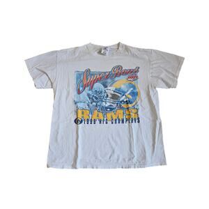 Super Bowl XXXIV St Louis Rams T-Shirt White Logo Athletic Sz XL 1999